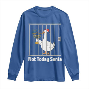 Funny Goose Hanukkah Chanukah Long Sleeve Shirt Not Today Santa TS14 Royal Blue Print Your Wear