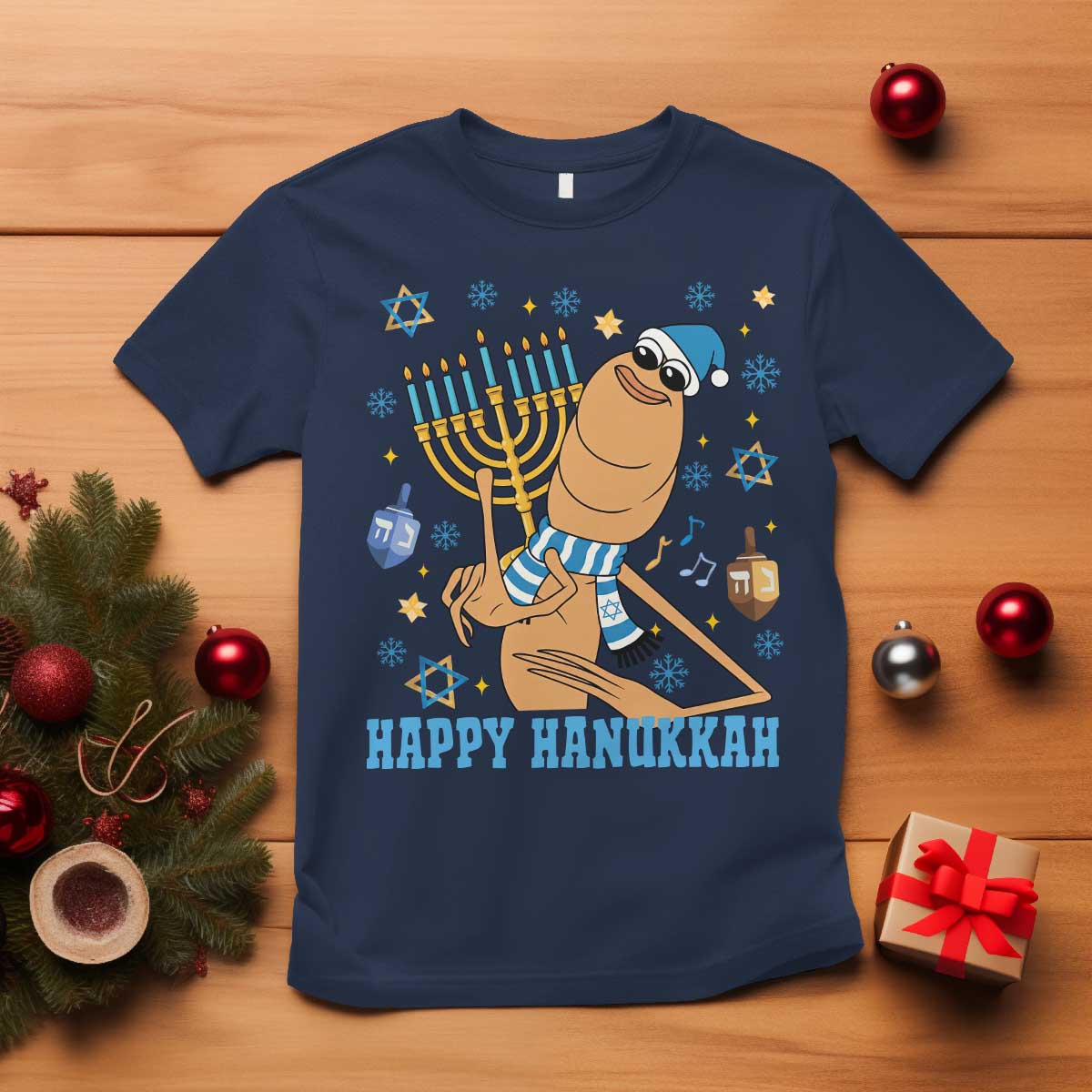 Funny Marcus The Worm Hanukkah Meme T Shirt TS14 Navy Print Your Wear
