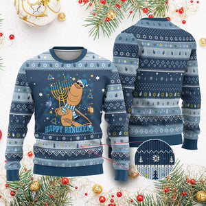 Funny Marcus The Worm Chanukkah Meme Hanukkah Ugly Sweater TS14 Navy Light Blue Print Your Wear