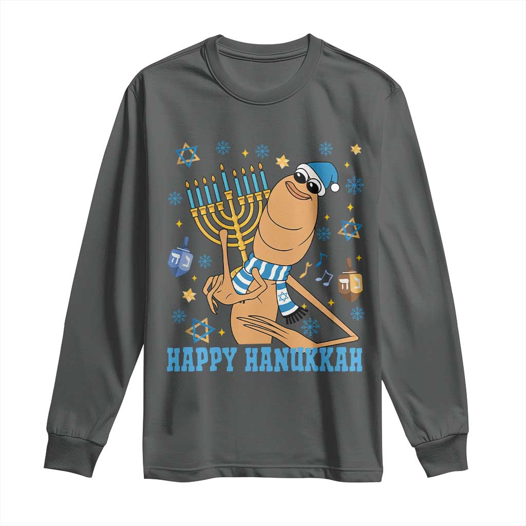 Funny Marcus The Worm Hanukkah Meme Long Sleeve Shirt TS14 Dark Heather Print Your Wear