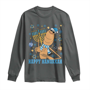 Funny Marcus The Worm Hanukkah Meme Long Sleeve Shirt TS14 Dark Heather Print Your Wear