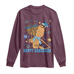 Funny Marcus The Worm Hanukkah Meme Long Sleeve Shirt TS14 Maroon Print Your Wear