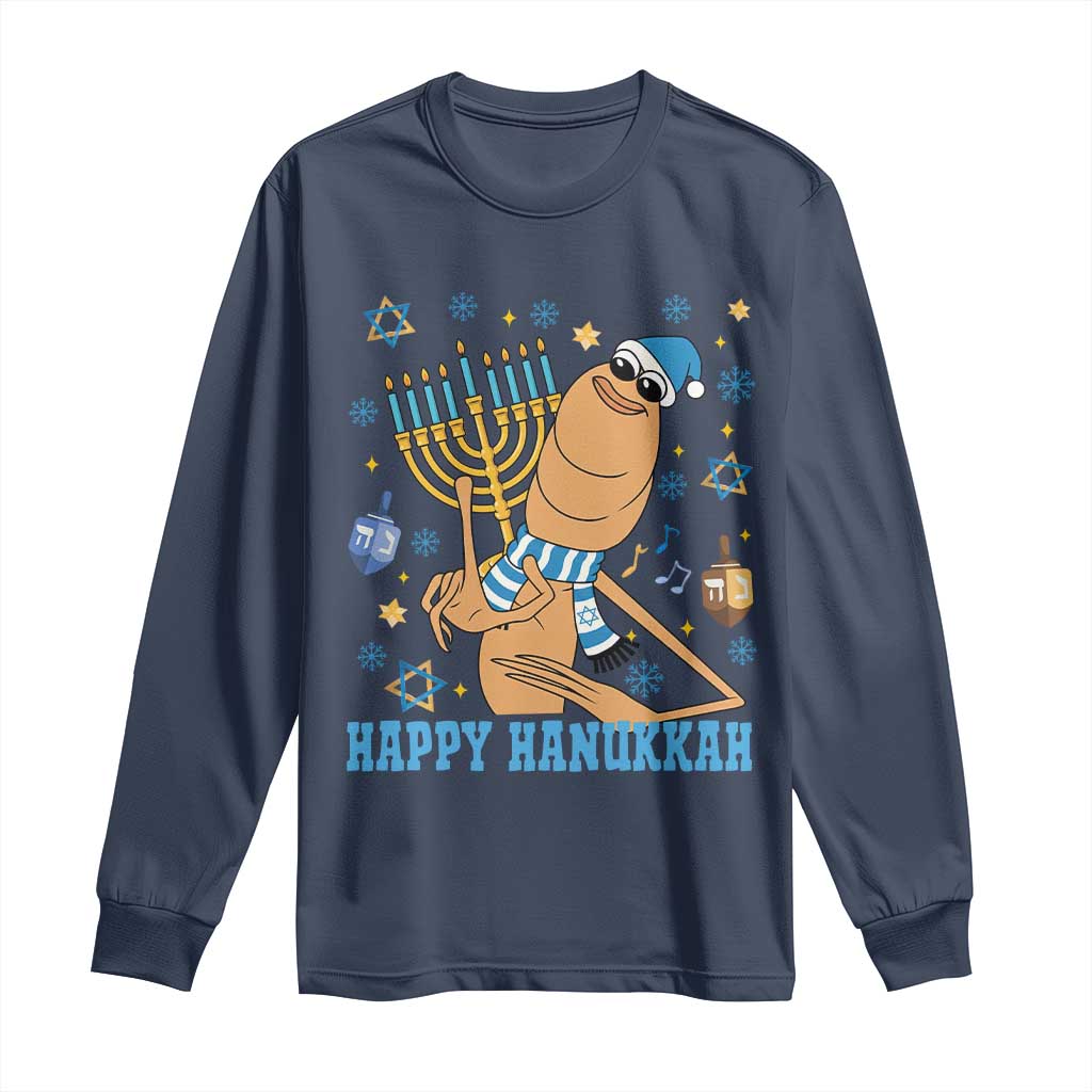 Funny Marcus The Worm Hanukkah Meme Long Sleeve Shirt TS14 Navy Print Your Wear