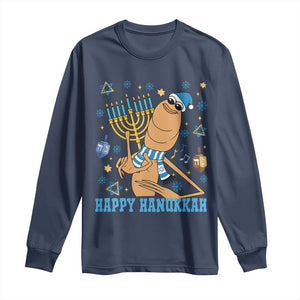 Funny Marcus The Worm Hanukkah Meme Long Sleeve Shirt TS14 Navy Print Your Wear