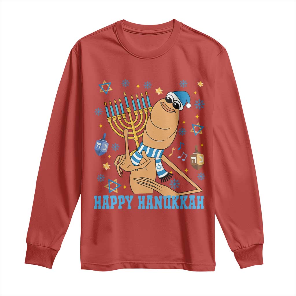 Funny Marcus The Worm Hanukkah Meme Long Sleeve Shirt TS14 Red Print Your Wear