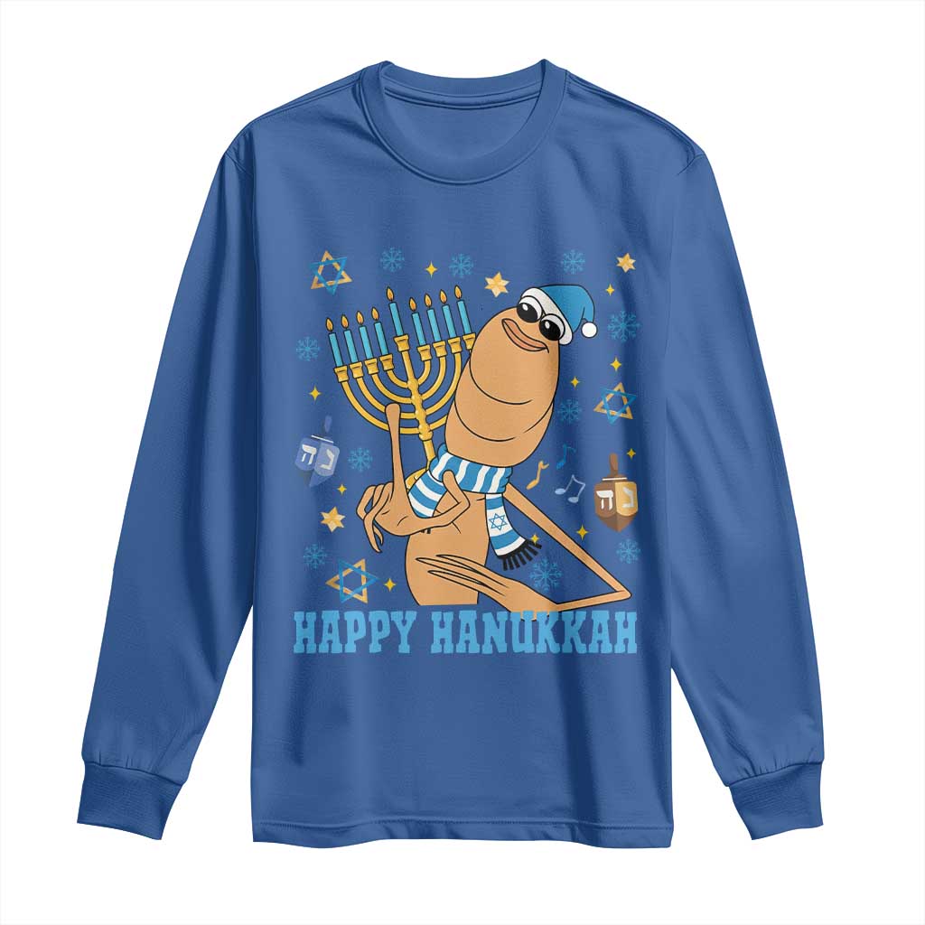 Funny Marcus The Worm Hanukkah Meme Long Sleeve Shirt TS14 Royal Blue Print Your Wear