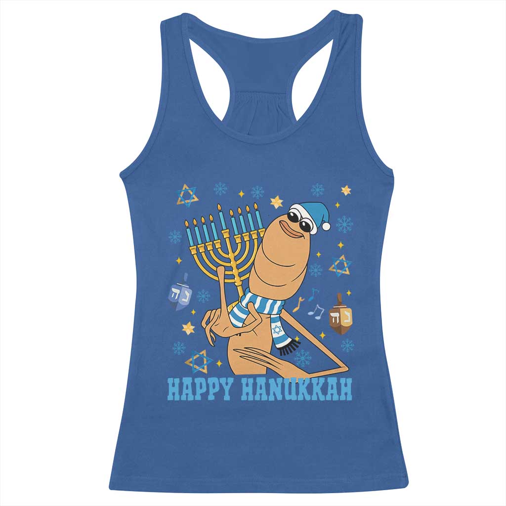 Funny Marcus The Worm Hanukkah Meme Racerback Tank Top TS14 Royal Blue Print Your Wear