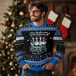 Happy Hanukkah Hanukkah Ugly Sweater Funny Silly Goose Chanukah TS14 Black Blue Print Your Wear