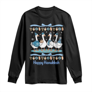 Happy Hanukkah Long Sleeve Shirt Funny Silly Goose Chanukah TS14 Black Print Your Wear