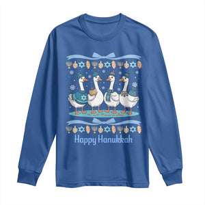 Happy Hanukkah Long Sleeve Shirt Funny Silly Goose Chanukah TS14 Royal Blue Print Your Wear