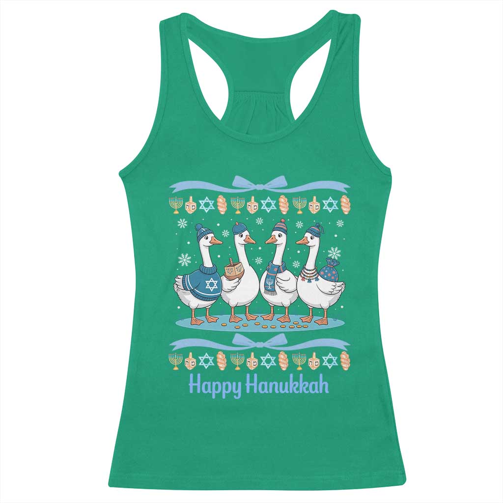 Happy Hanukkah Racerback Tank Top Funny Silly Goose Chanukah TS14 Irish Green Print Your Wear