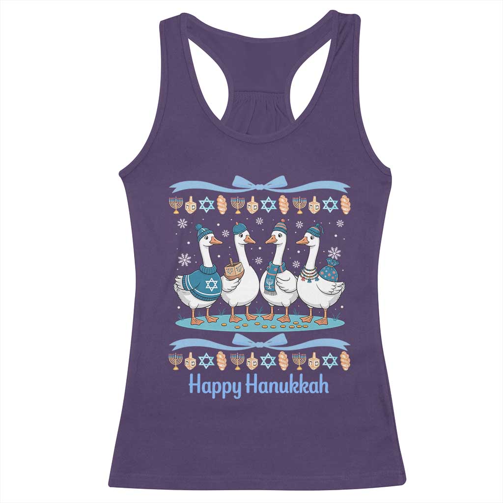 Happy Hanukkah Racerback Tank Top Funny Silly Goose Chanukah TS14 Purple Print Your Wear