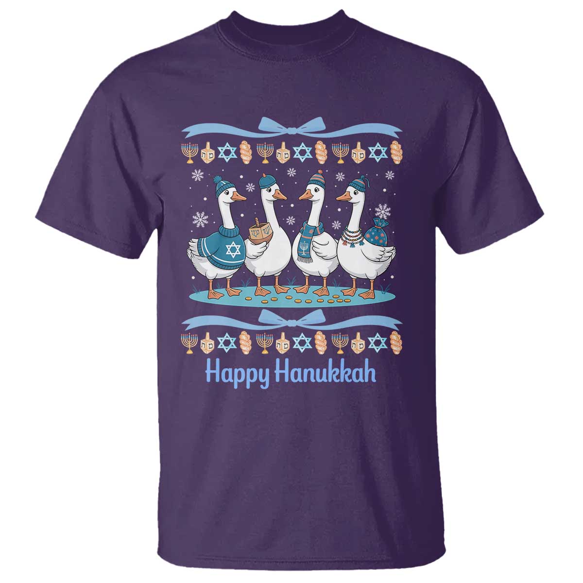 Happy Hanukkah T Shirt Funny Silly Goose Chanukah TS14 Purple Print Your Wear