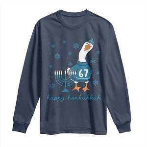 67 Six Seven Silly Goose Hanukkah Meme Long Sleeve Shirt Happy Honkukkah TS14 Navy Print Your Wear