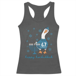 67 Six Seven Silly Goose Hanukkah Meme Racerback Tank Top Happy Honkukkah TS14 Dark Heather Print Your Wear