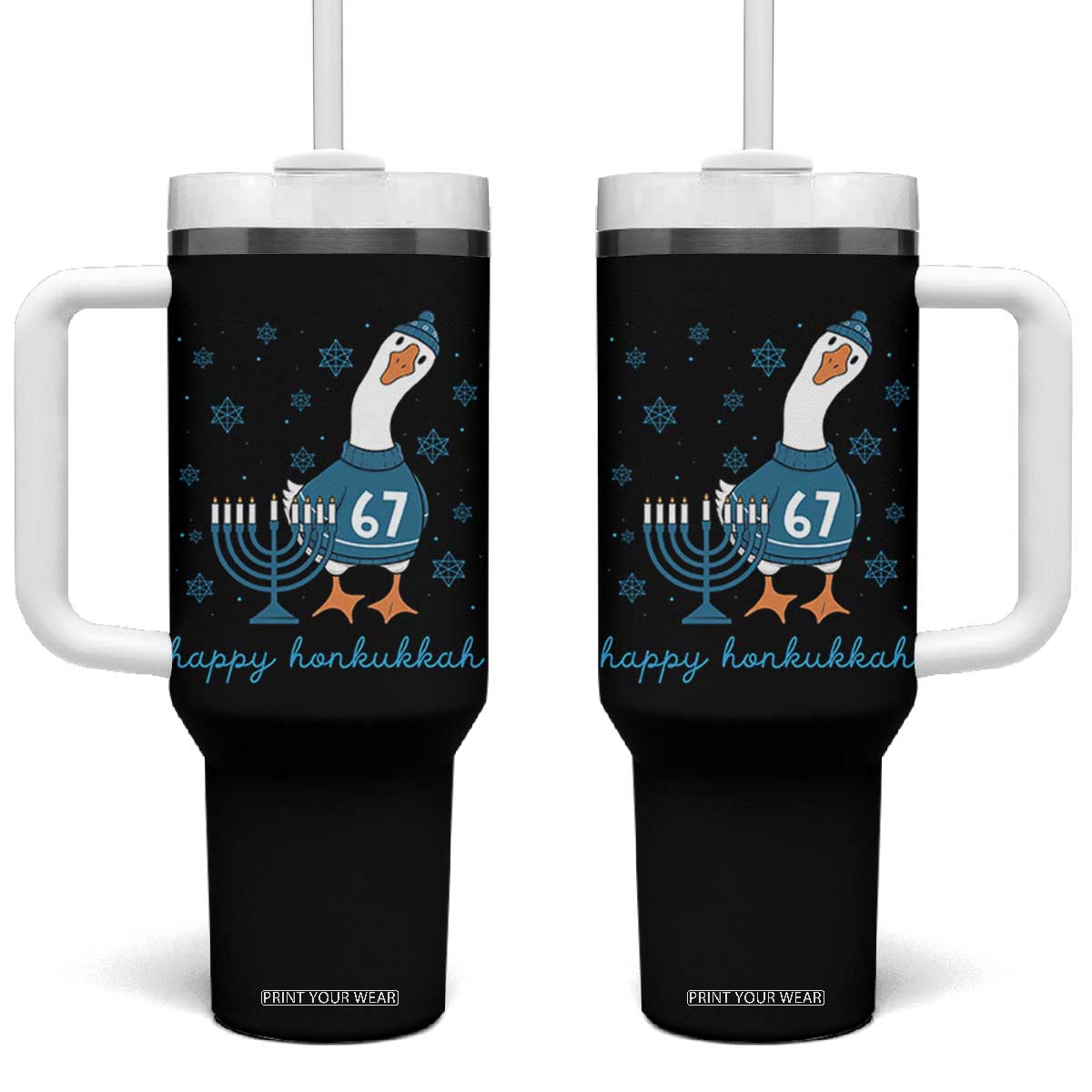 67 Six Seven Silly Goose Hanukkah Meme Tumbler With Handle Happy Honkukkah TS14 One Size: 40 oz Black Print Your Wear