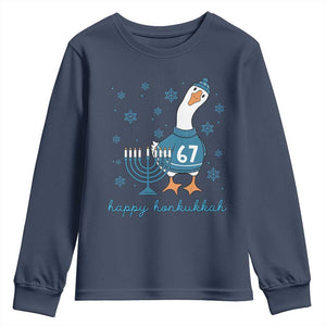 67 Six Seven Silly Goose Hanukkah Meme Youth Sweatshirt Happy Honkukkah TS14 Navy Print Your Wear