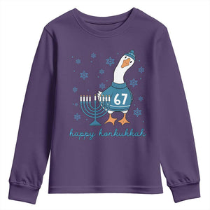 67 Six Seven Silly Goose Hanukkah Meme Youth Sweatshirt Happy Honkukkah TS14 Purple Print Your Wear