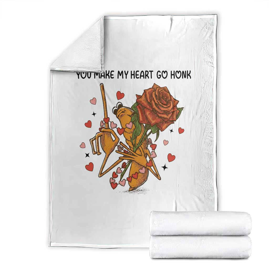 Marcus The Worm Valentine Meme Throw Blanket You Make My Heart Go Honk TS14 White Print Your Wear