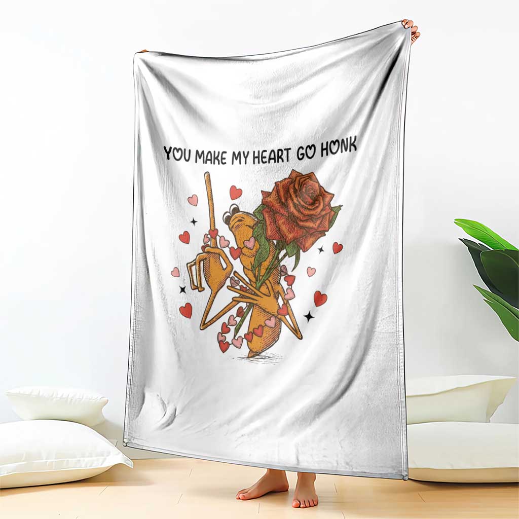 Marcus The Worm Valentine Meme Throw Blanket You Make My Heart Go Honk TS14 Print Your Wear