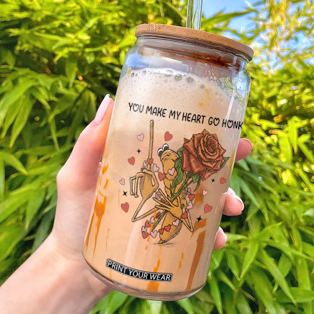 Marcus The Worm Valentine Meme Glass Can You Make My Heart Go Honk TS14 White Print Your Wear