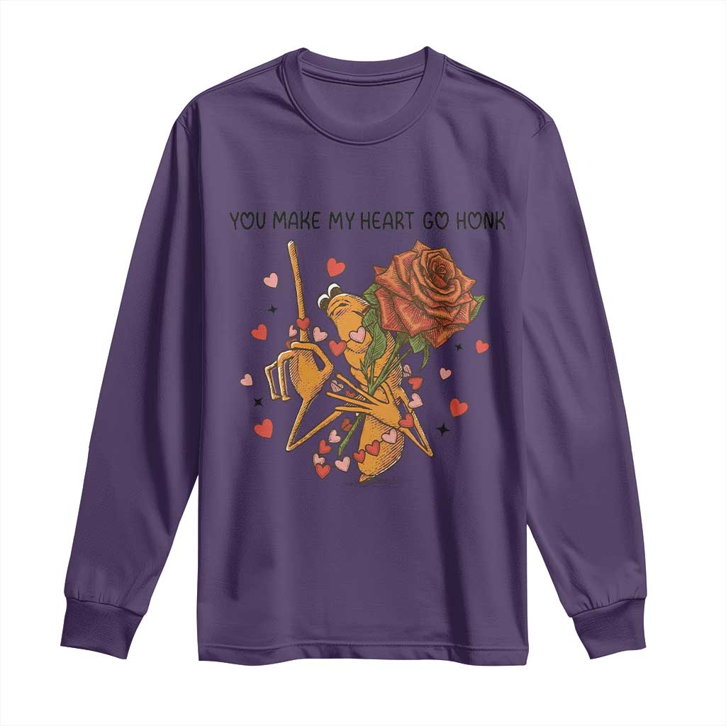 Marcus The Worm Valentine Meme Long Sleeve Shirt You Make My Heart Go Honk TS14 Purple Print Your Wear