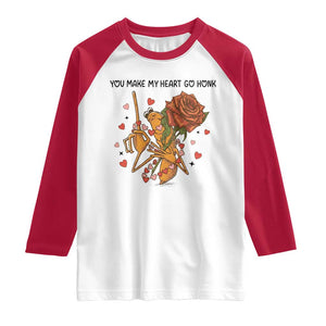 Marcus The Worm Valentine Meme Raglan Shirt You Make My Heart Go Honk TS14 White Red Print Your Wear
