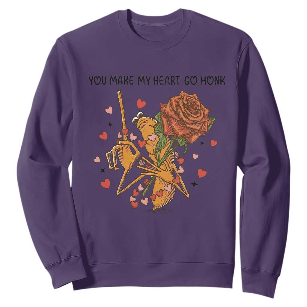 Marcus The Worm Valentine Meme Sweatshirt You Make My Heart Go Honk TS14 Purple Print Your Wear