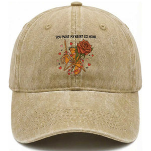 Marcus The Worm Valentine Meme Washed Cotton Baseball Cap You Make My Heart Go Honk TS14 Washed Cap Universal Fit Khaki Print Your Wear