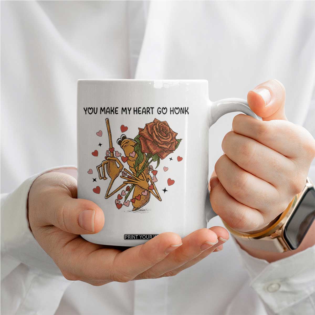 Marcus The Worm Valentine Meme Coffee Mug You Make My Heart Go Honk TS14 Print Your Wear