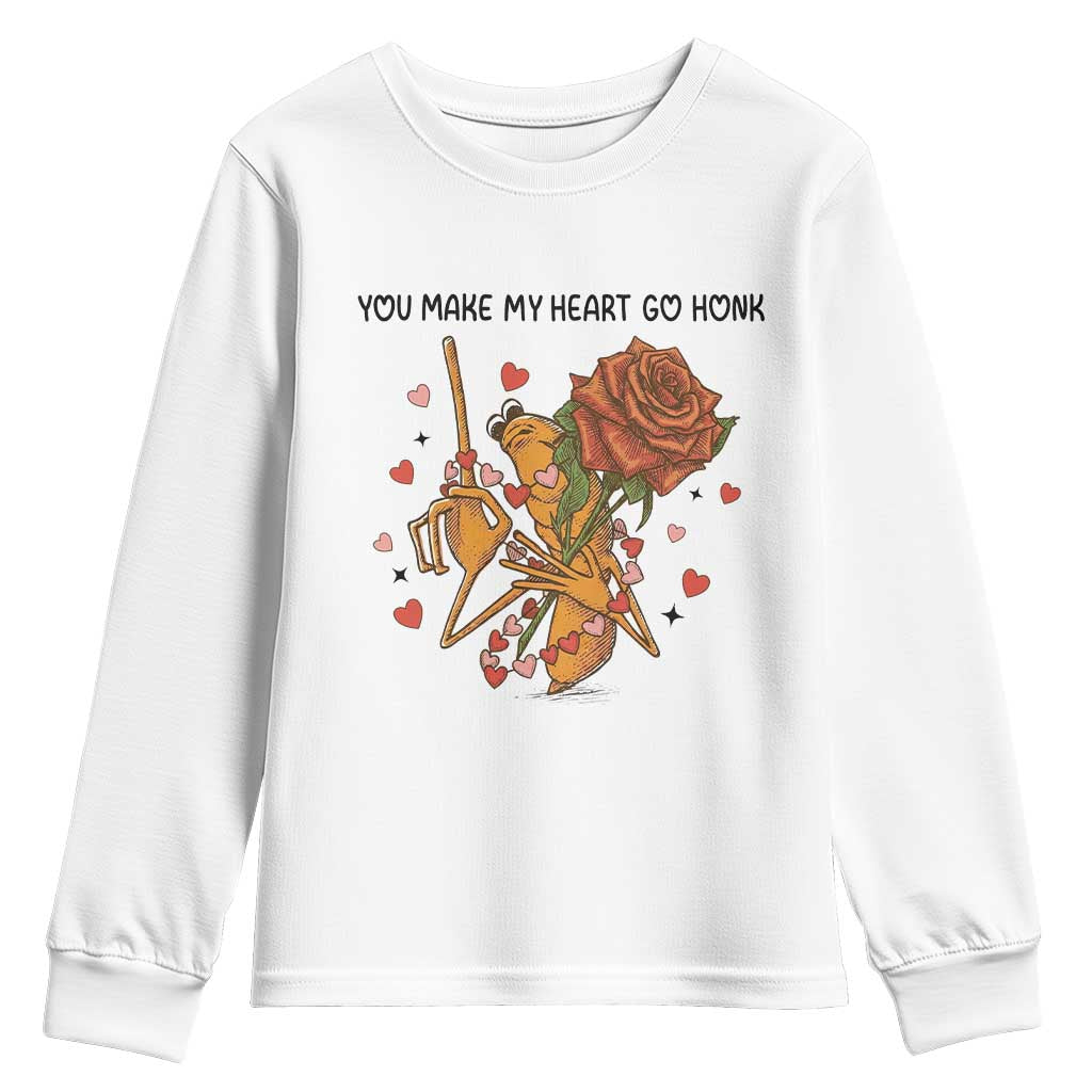 Marcus The Worm Valentine Meme Youth Sweatshirt You Make My Heart Go Honk TS14 White Print Your Wear