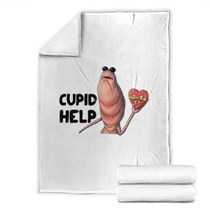Marcus The Worm Valentine Meme Throw Blanket Cupid Help TS14 White Print Your Wear