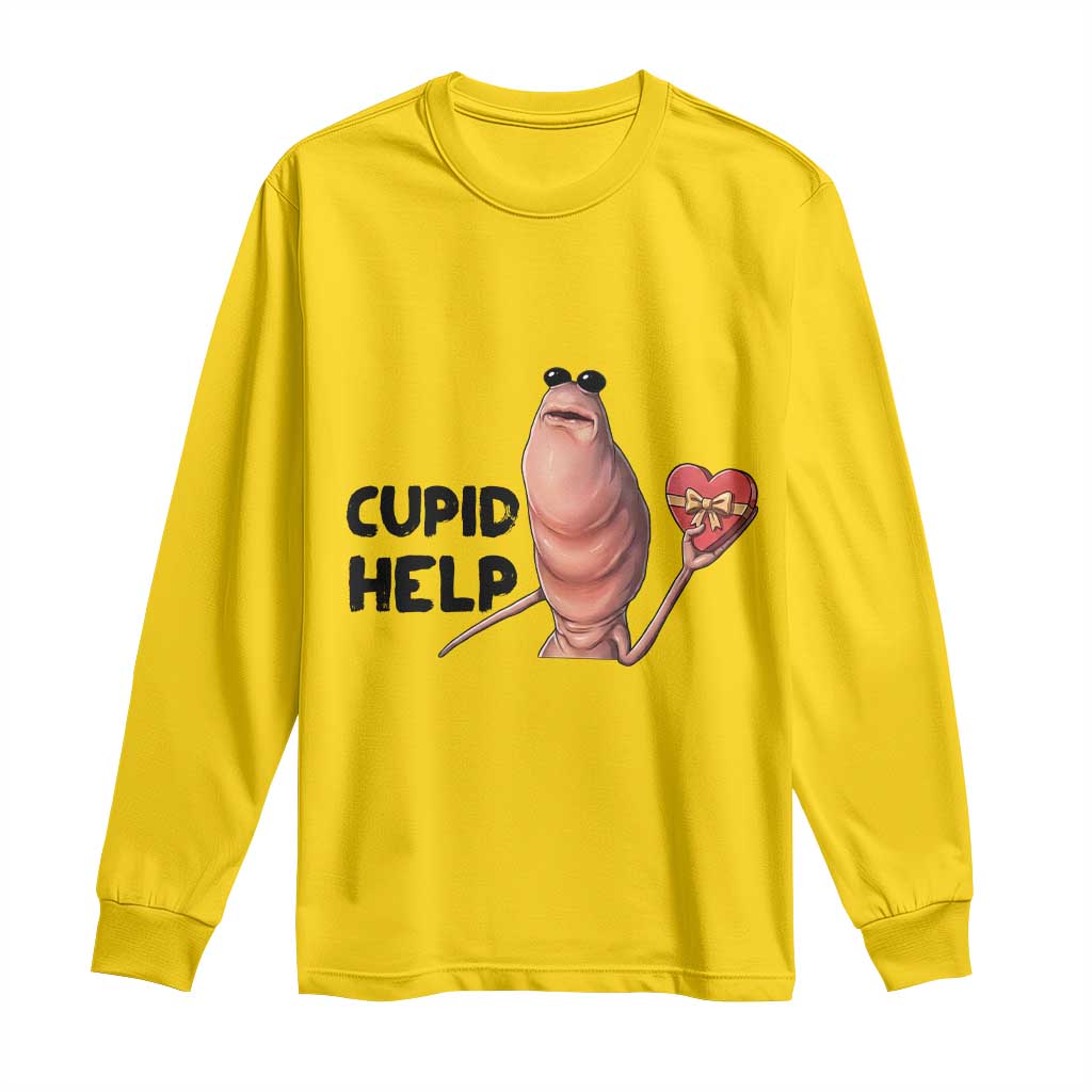 Marcus The Worm Valentine Meme Long Sleeve Shirt Cupid Help TS14 Daisy Print Your Wear