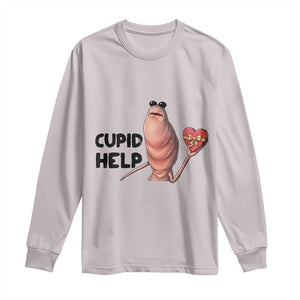 Marcus The Worm Valentine Meme Long Sleeve Shirt Cupid Help TS14 Ice Gray Print Your Wear