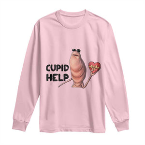 Marcus The Worm Valentine Meme Long Sleeve Shirt Cupid Help TS14 Light Pink Print Your Wear