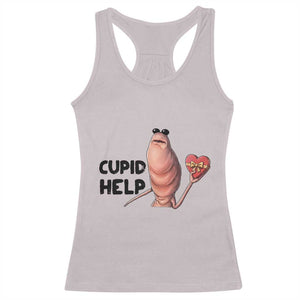 Marcus The Worm Valentine Meme Racerback Tank Top Cupid Help TS14 Ice Gray Print Your Wear