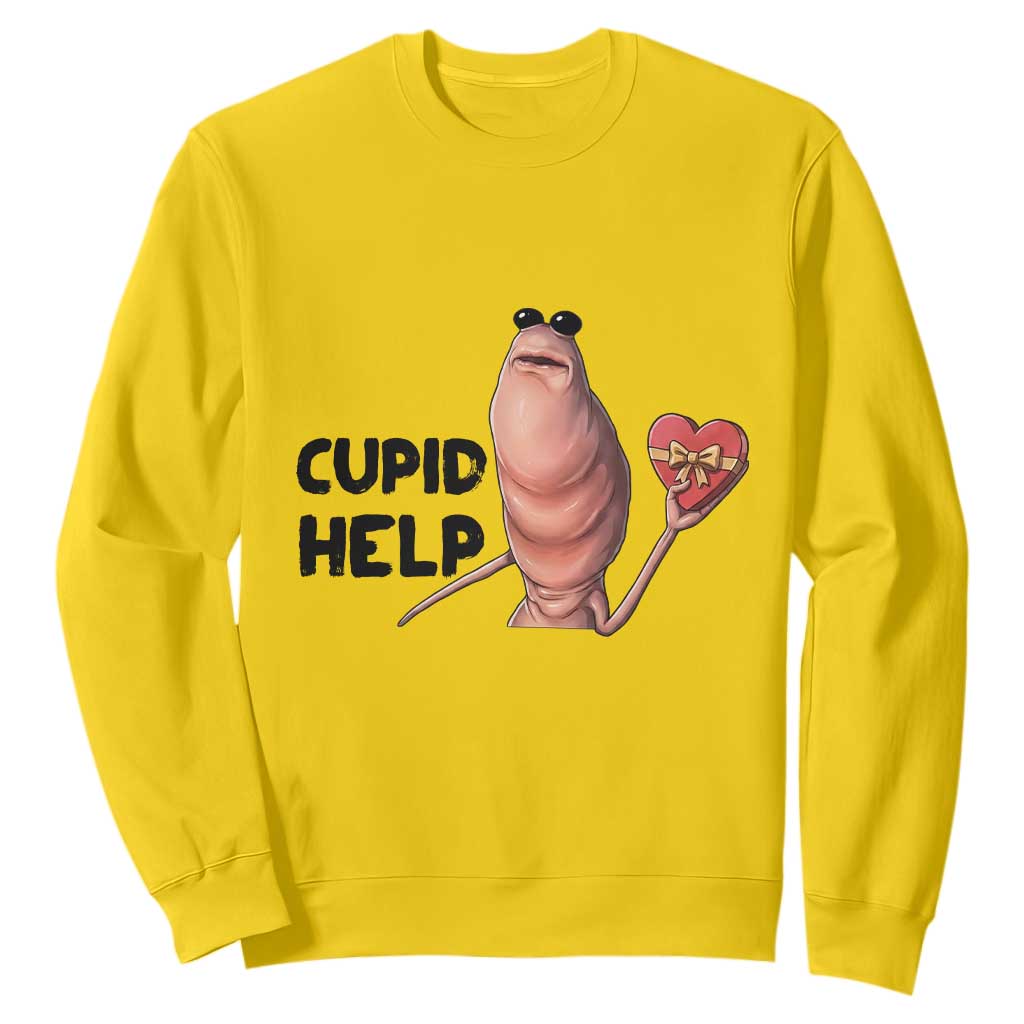 Marcus The Worm Valentine Meme Sweatshirt Cupid Help TS14 Daisy Print Your Wear