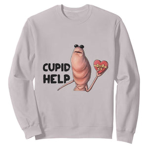 Marcus The Worm Valentine Meme Sweatshirt Cupid Help TS14 Ice Gray Print Your Wear