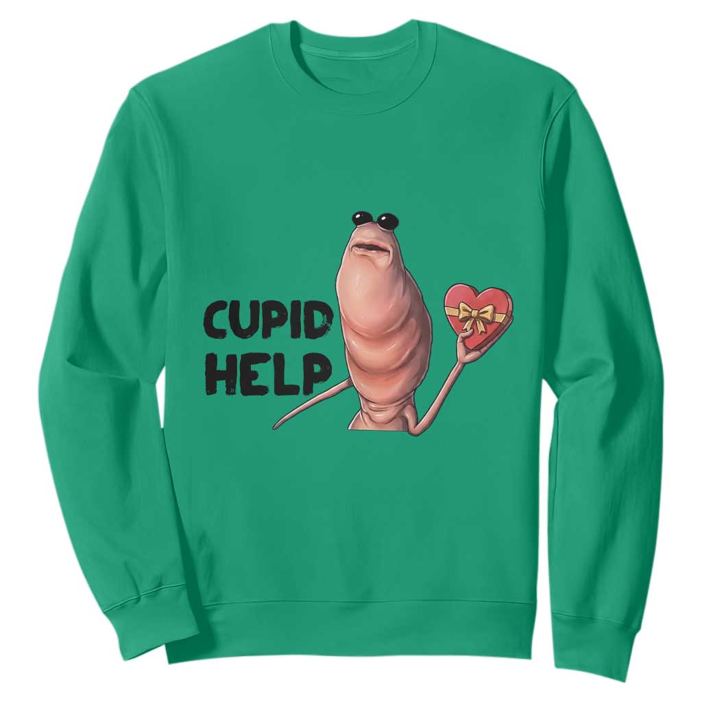 Marcus The Worm Valentine Meme Sweatshirt Cupid Help TS14 Irish Green Print Your Wear