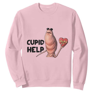 Marcus The Worm Valentine Meme Sweatshirt Cupid Help TS14 Light Pink Print Your Wear