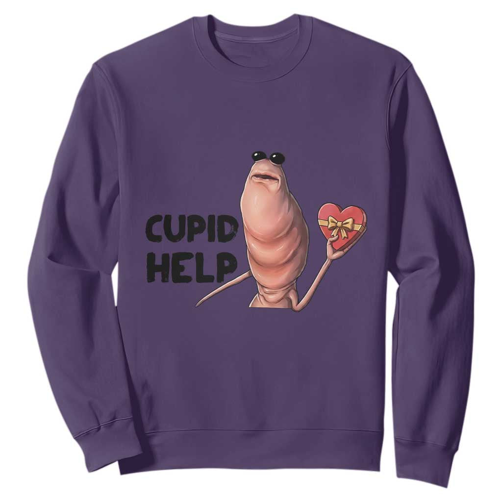Marcus The Worm Valentine Meme Sweatshirt Cupid Help TS14 Purple Print Your Wear