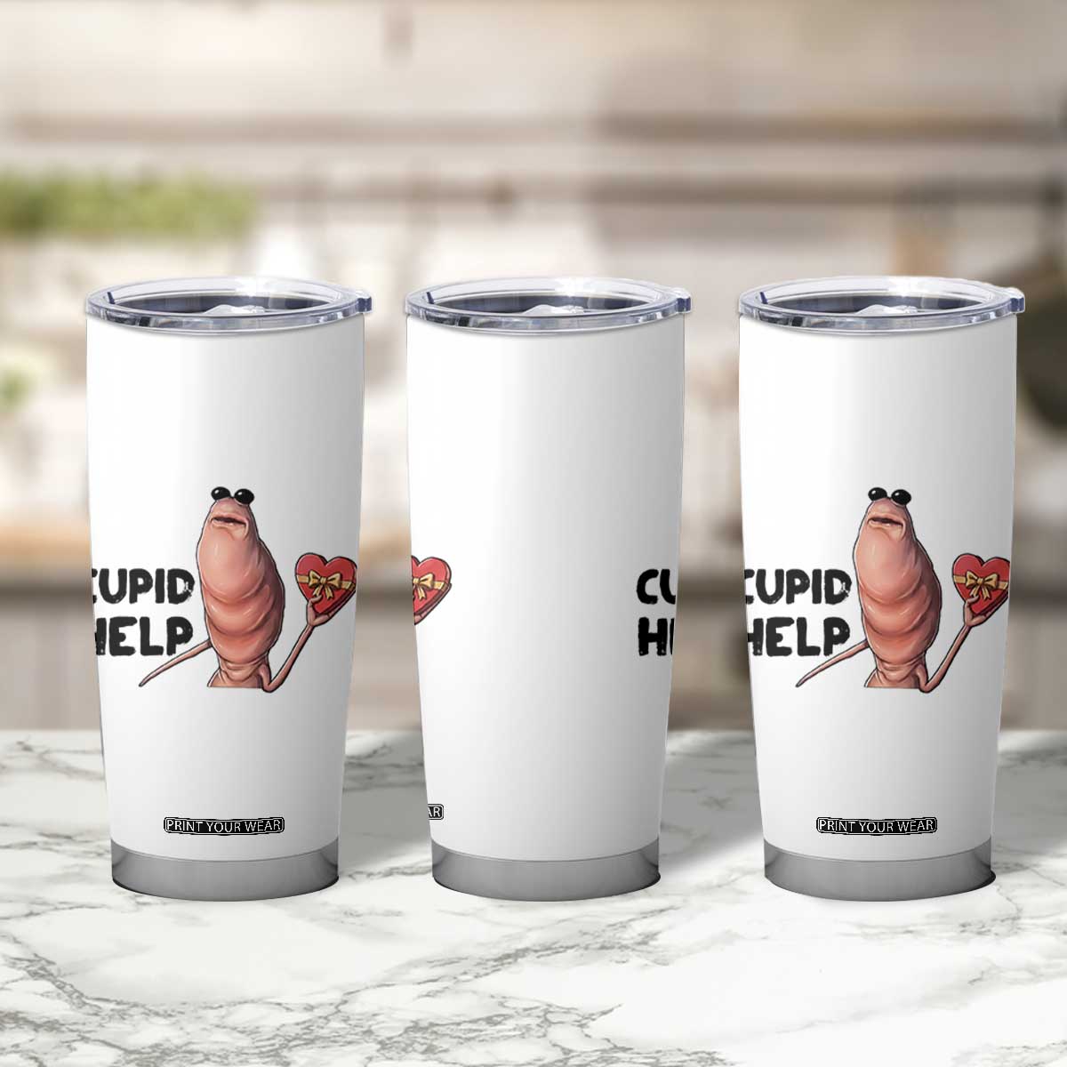 Marcus The Worm Valentine Meme Tumbler Cup Cupid Help TS14 Print Your Wear