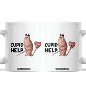 Marcus The Worm Valentine Meme Coffee Mug Cupid Help TS14 White Print Your Wear