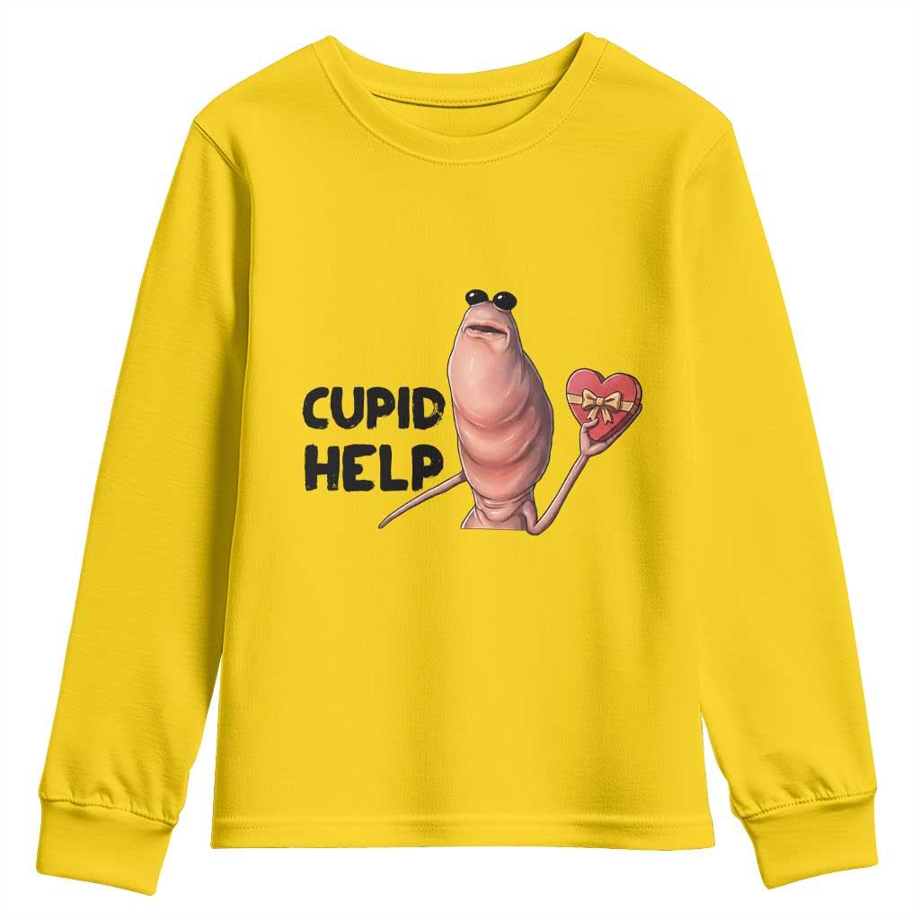 Marcus The Worm Valentine Meme Youth Sweatshirt Cupid Help TS14 Daisy Print Your Wear