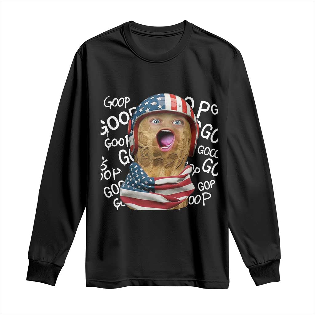 Burnt Peanut Goop Patriotic American Flag 4th of July Long Sleeve Shirt TS14 Black Print Your Wear