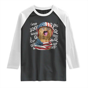 Burnt Peanut Goop Patriotic American Flag 4th of July Raglan Shirt TS14 Black White Print Your Wear