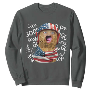 Burnt Peanut Goop Patriotic American Flag 4th of July Sweatshirt TS14 Dark Heather Print Your Wear