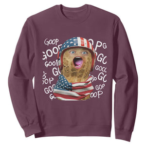 Burnt Peanut Goop Patriotic American Flag 4th of July Sweatshirt TS14 Maroon Print Your Wear
