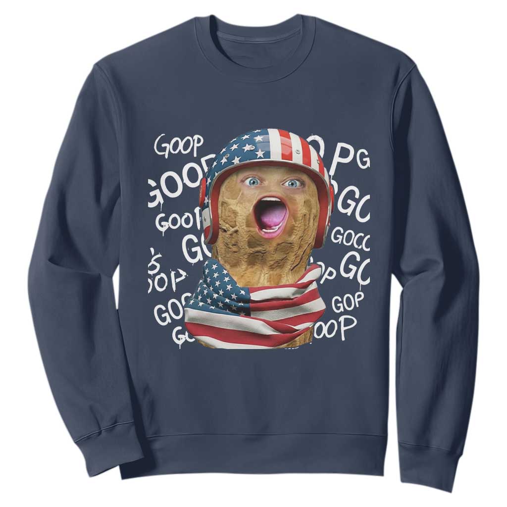 Burnt Peanut Goop Patriotic American Flag 4th of July Sweatshirt TS14 Navy Print Your Wear