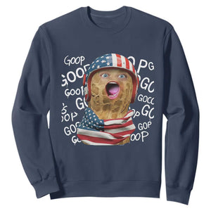 Burnt Peanut Goop Patriotic American Flag 4th of July Sweatshirt TS14 Navy Print Your Wear